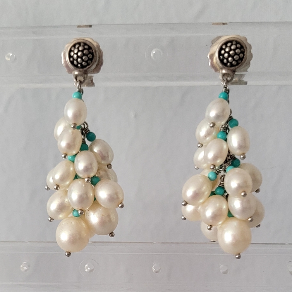 LAGOS Sterling Silver Pearl Cluster Drop Earrings